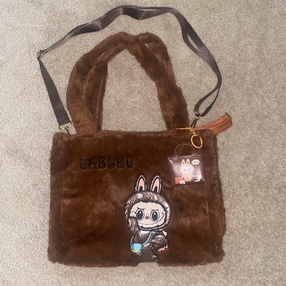 Plush Labubu Tote And Coin Bag